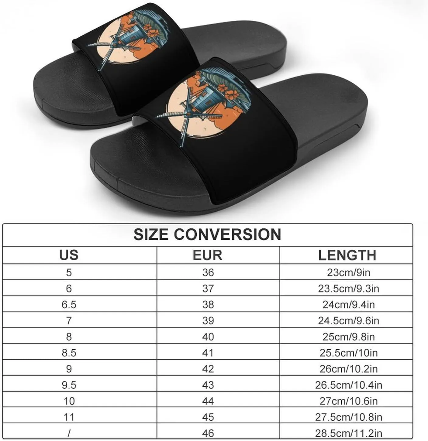 Windmill in Holand Home Slipper PVC Open Toe Shower Shoes Non-Slip Bathroom Sandals Pool Sandals for Men Women