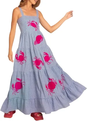 Women Boho Embroidered Cami Maxi Dress Sleeveless Floral Spaghetti Strap Maxi Dress Flowy Bohemian Summer Dresses