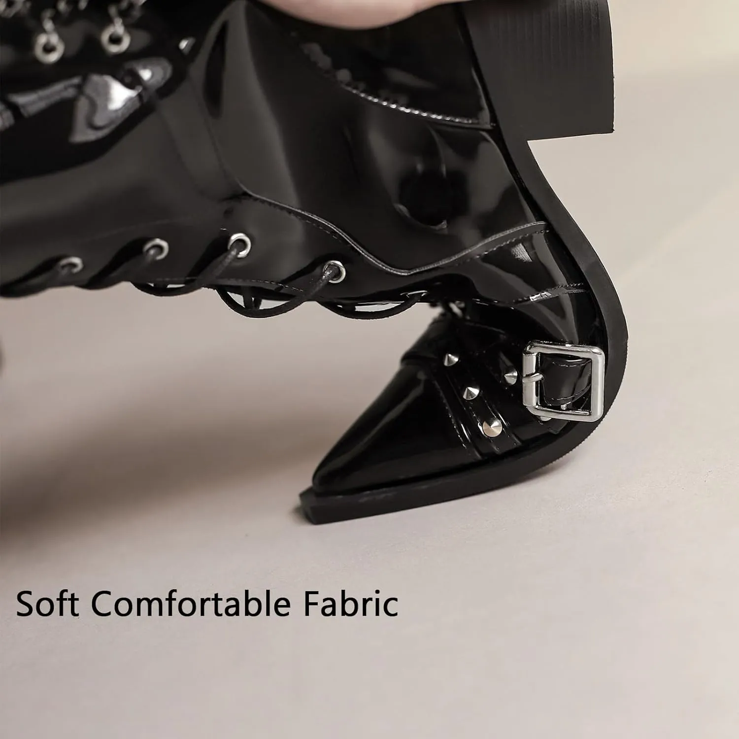 Women Goth Cowboy boots Gothic Steam Punk Boots Knee High Buckles Rrivets Witch Boots Pirate Vintage Block Rave Western Boots