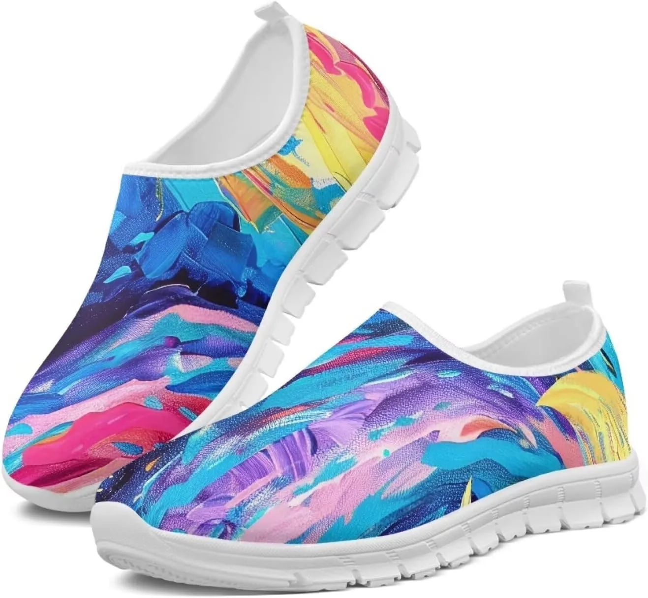Women Sports Air Running Sneakers Lightweight Slide-in Casual Walking Shoes（White Sole）