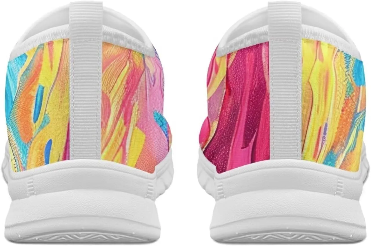 Women Sports Air Running Sneakers Lightweight Slide-in Casual Walking Shoes（White Sole）