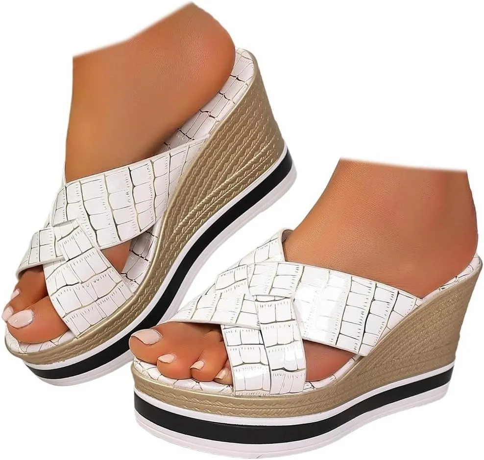 Women Summer Sandals Comfortable Platform Wedge Sandals Open Toe Ankle Strap Sandal Slip On Sandal Beach Sandals