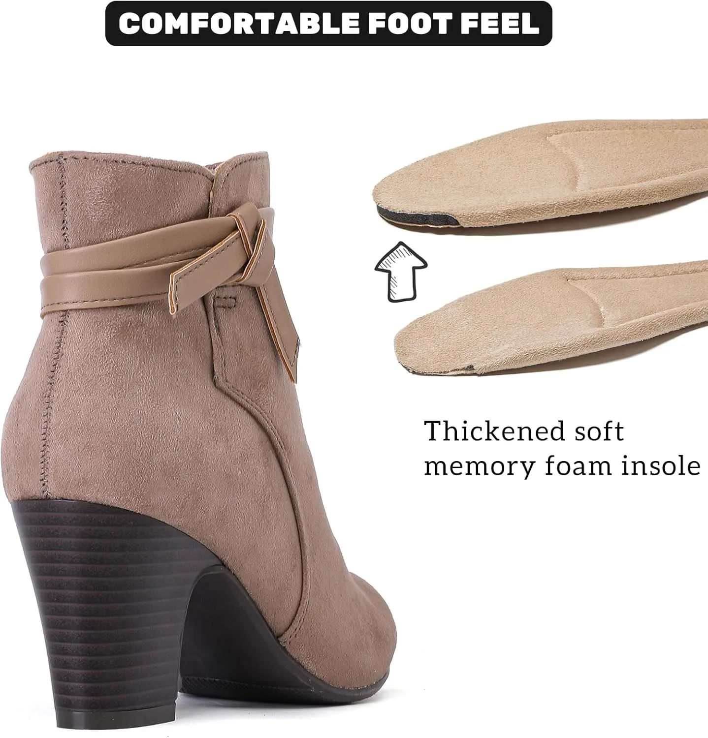 Women's Ankle Boots Casual Fashion Ladies Chunky Heeled Booties Comfortable Low Mid Heel Round Closed Toe Fall Winter Boots for Women.