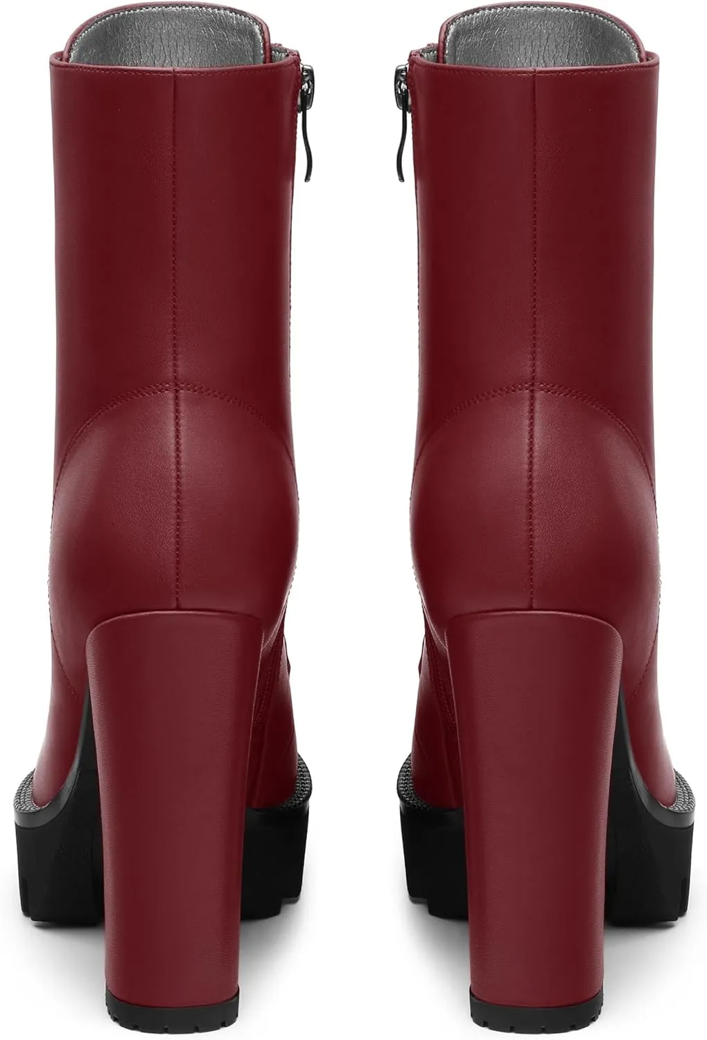 Womens Ankle Boots, High Chunky Heel Platform Ankle Booties for Women, Round Toe Lace-up Ankle Boots 4.5"