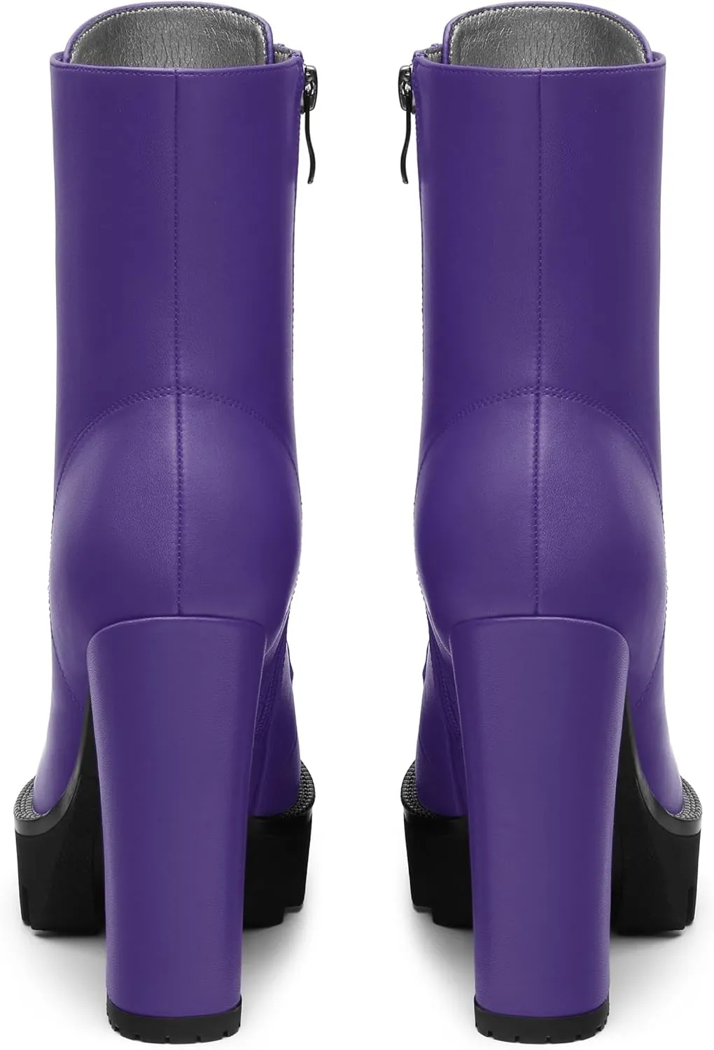 Womens Ankle Boots, High Chunky Heel Platform Ankle Booties for Women, Round Toe Lace-up Ankle Boots 4.5"