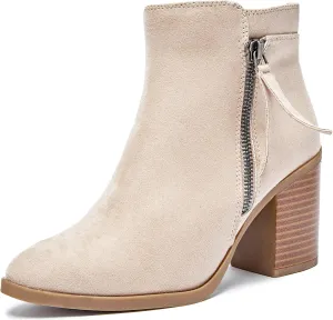 Women's Ankle Boots Low Chunky Heeled Booties Casual Comfortable Fall Winter Pointed Closed Toe Short Boots for Women.