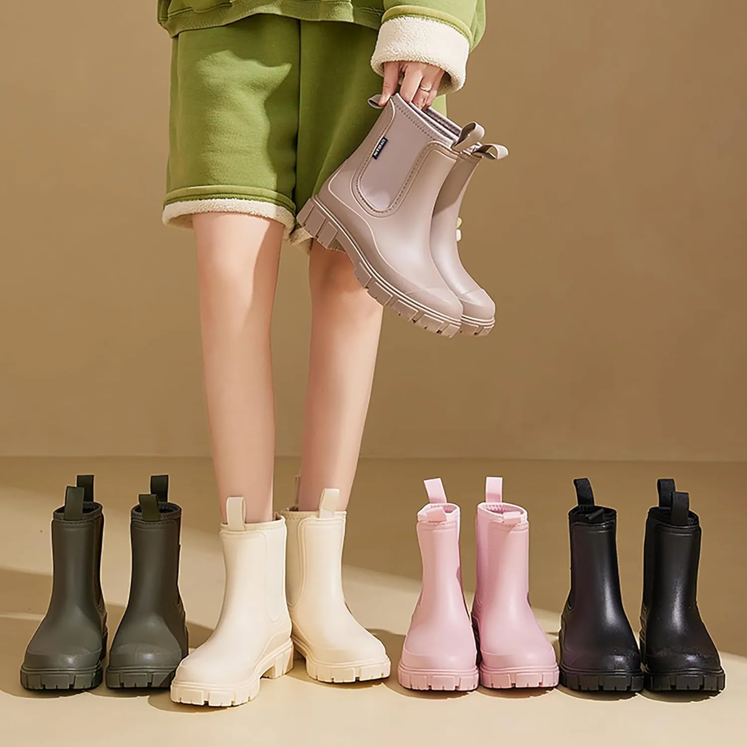 Women’s Ankle Rain Boots Waterproof Lightweight Slip Resistant Fashion Garden Booties