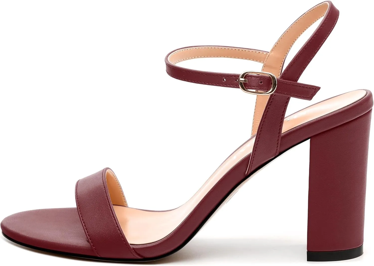 Womens Ankle Strap Block Heel Sandals, Chunky Heel Peep Toe Slingback Sandals, Open Toe High Heel Sandals with Buckle3.3