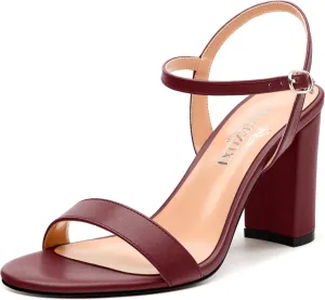 Womens Ankle Strap Block Heel Sandals, Chunky Heel Peep Toe Slingback Sandals, Open Toe High Heel Sandals with Buckle3.3