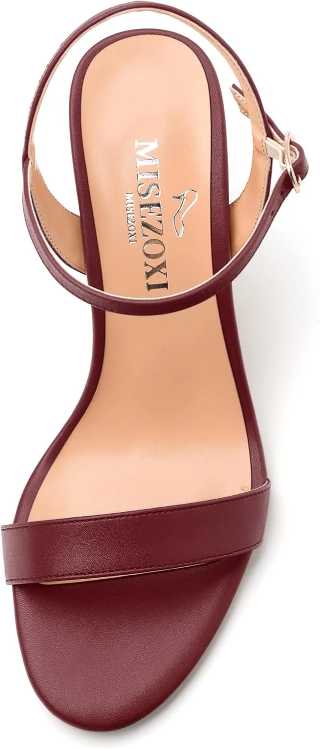 Womens Ankle Strap Block Heel Sandals, Chunky Heel Peep Toe Slingback Sandals, Open Toe High Heel Sandals with Buckle3.3