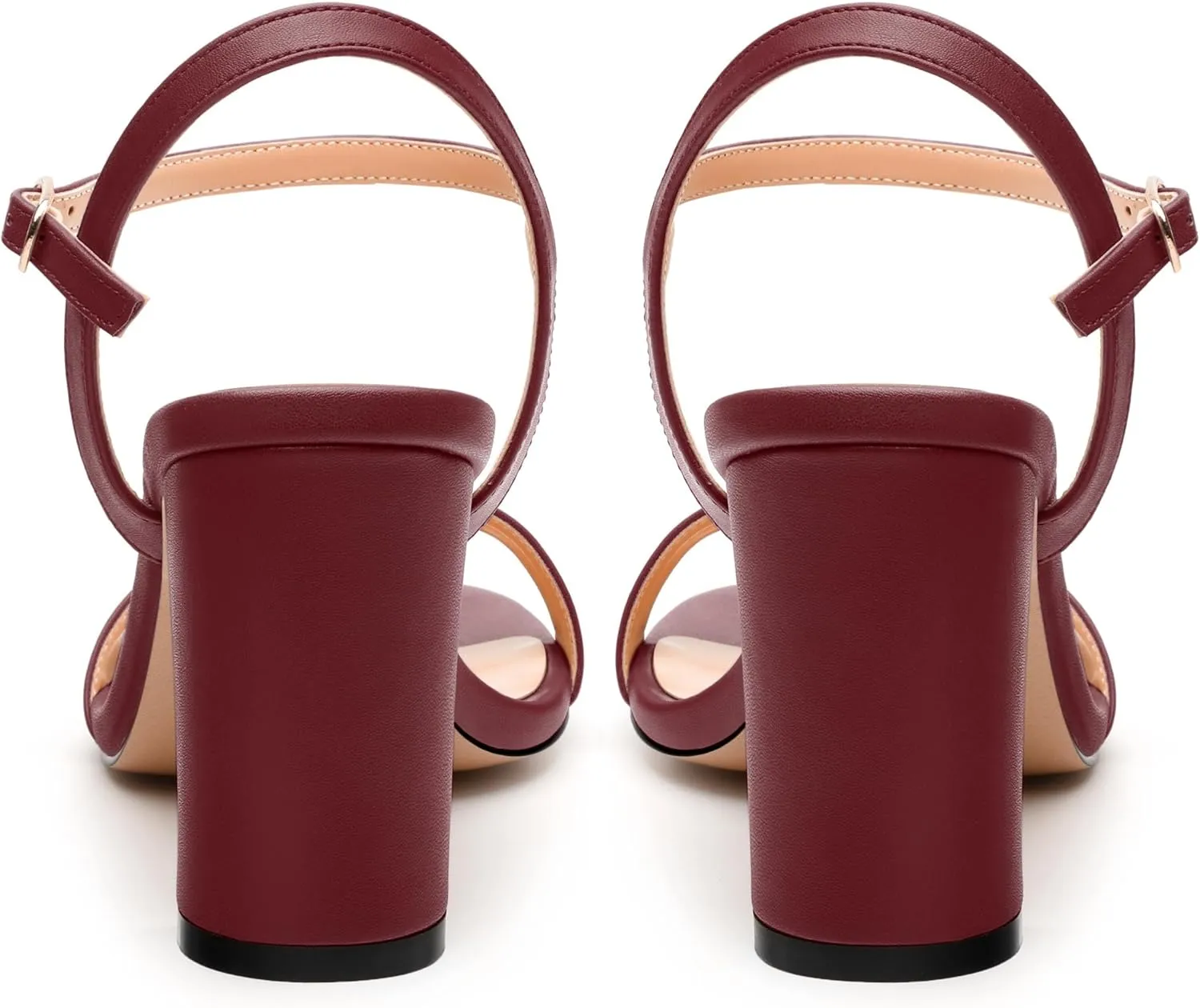 Womens Ankle Strap Block Heel Sandals, Chunky Heel Peep Toe Slingback Sandals, Open Toe High Heel Sandals with Buckle3.3