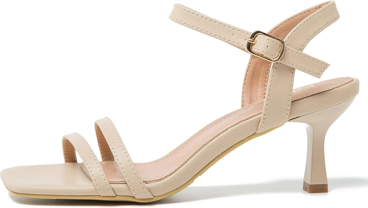 Women's Ankle Strap Low Kitten Heel Square Open Toe Strappy Heeled Sandals Party Dress Wedding Dance Shoes