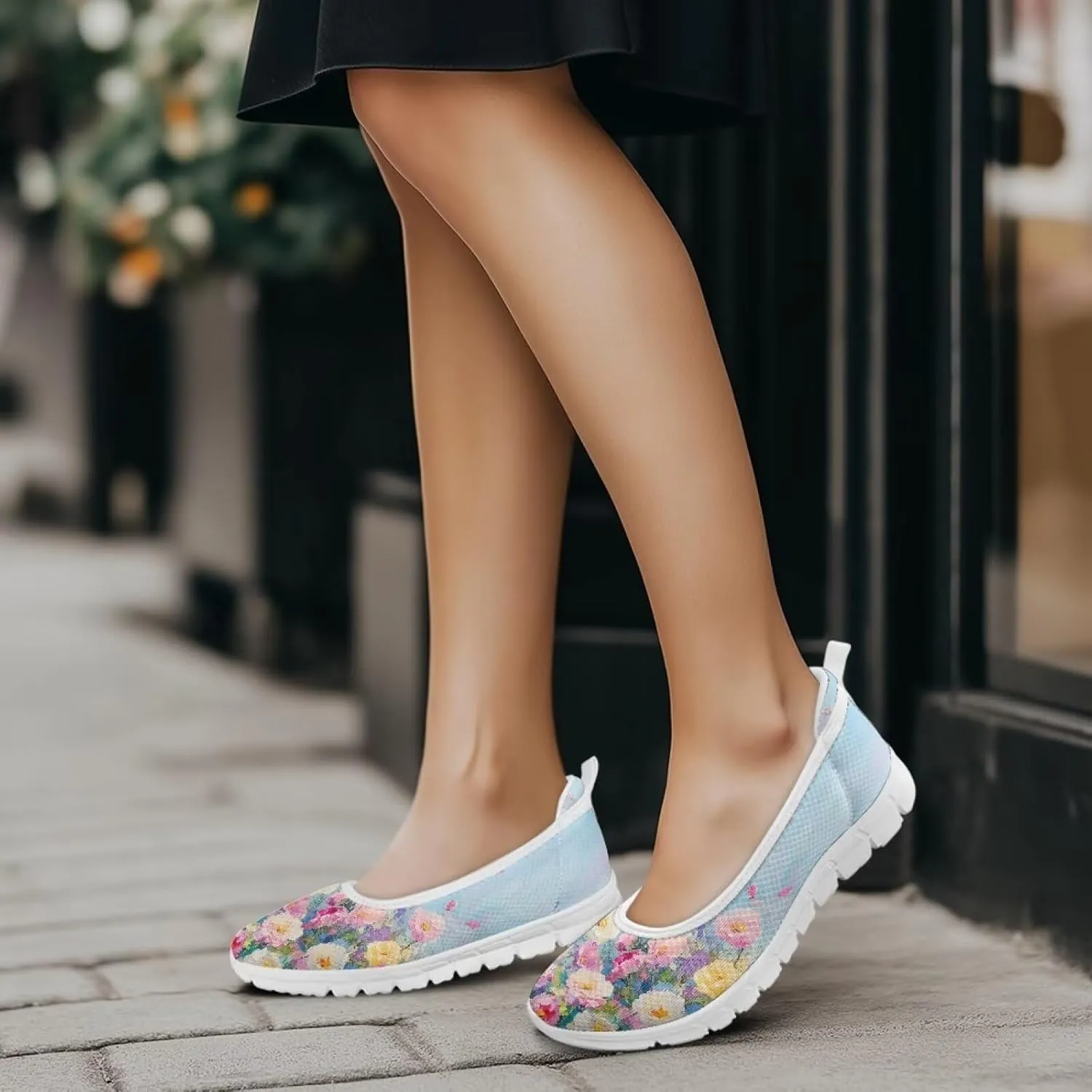 Women's Art Painted Travel Shoes Dress Shoes Slip On Casual Flying Mesh Loafers Lightweight Comfort Fashion Outdoor Sneaker for Ladies US Size 6-11