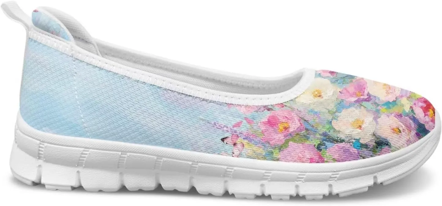 Women's Art Painted Travel Shoes Dress Shoes Slip On Casual Flying Mesh Loafers Lightweight Comfort Fashion Outdoor Sneaker for Ladies US Size 6-11