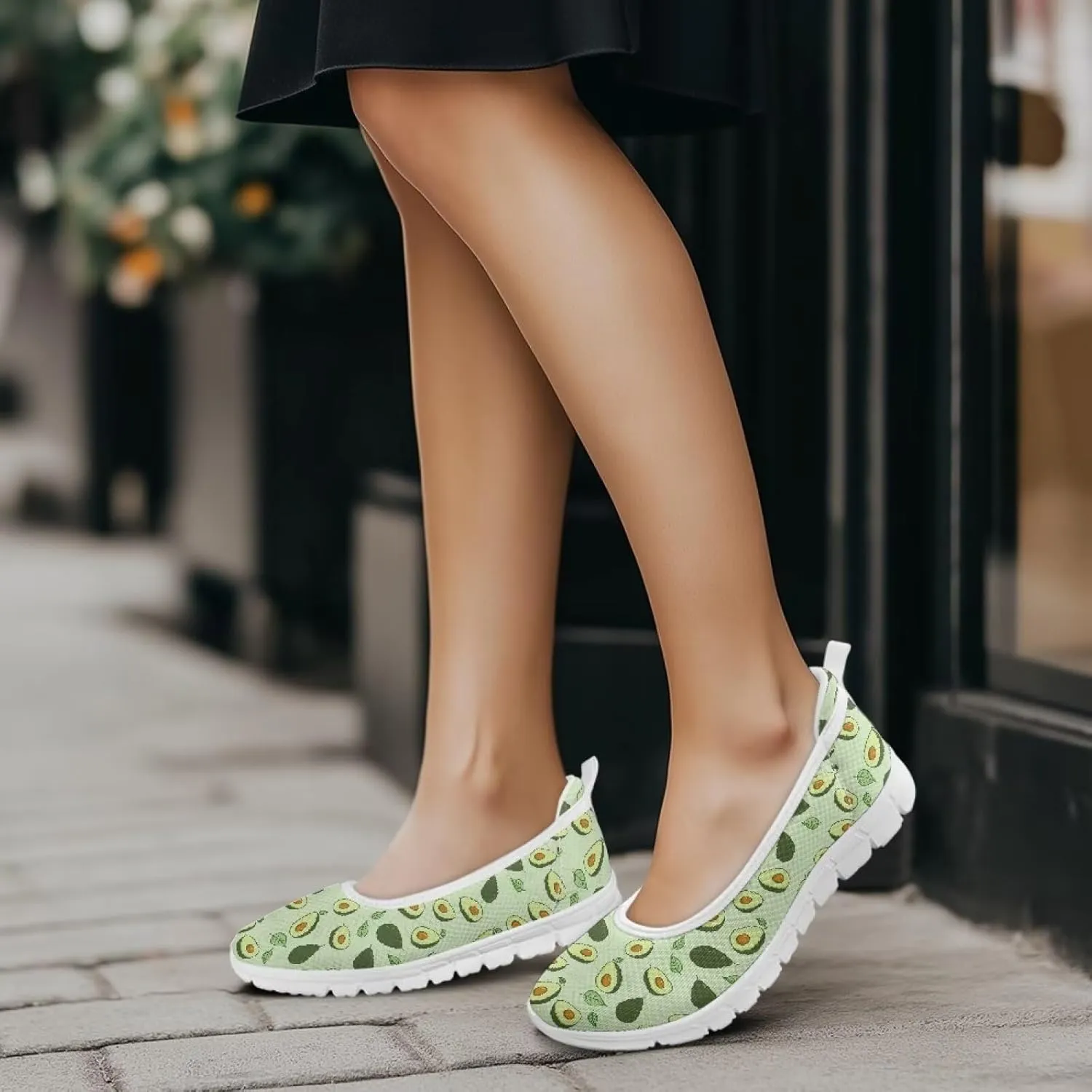 Women's Art Pattern Casual Loafers Slip On Flying Mesh Walking Shoes Comfortable Lightweight Ladies Outdoor Travel Shoes US Size 6-11