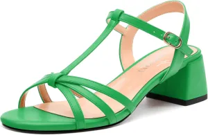 Womens Block Heel Sandals, Open Toe Low Chunky Heel T-strap Sandals for Women, Ankle Strap Sandals with Buckle, Comfort Strappy Sandals 2"