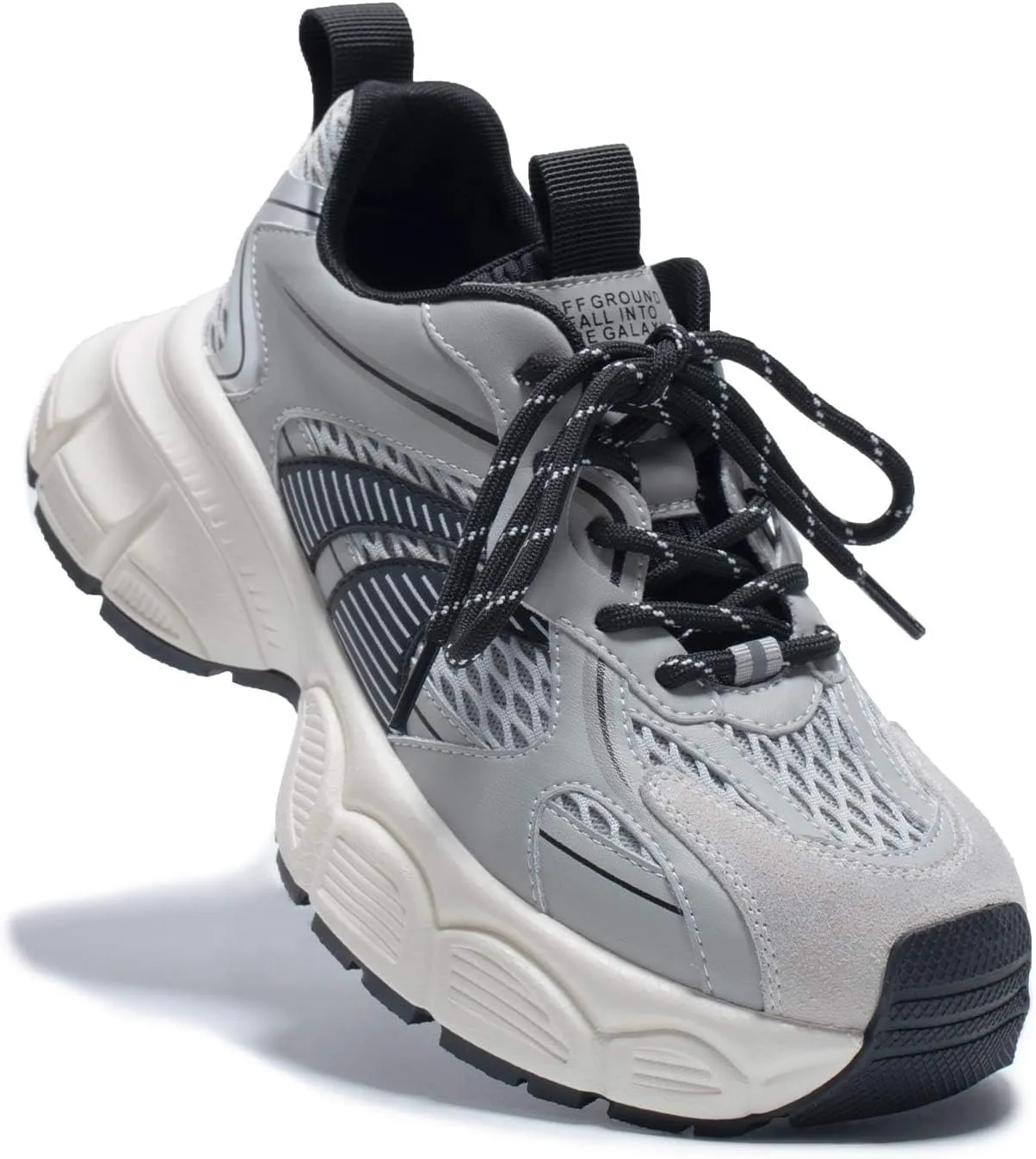 Womens Chunky Sneakers, Fashion Comfortable Round-Toe Sneakers for Women, Leather Lace Up Casual Platform Shoes, Comfortable Tennis Runnig Shoes