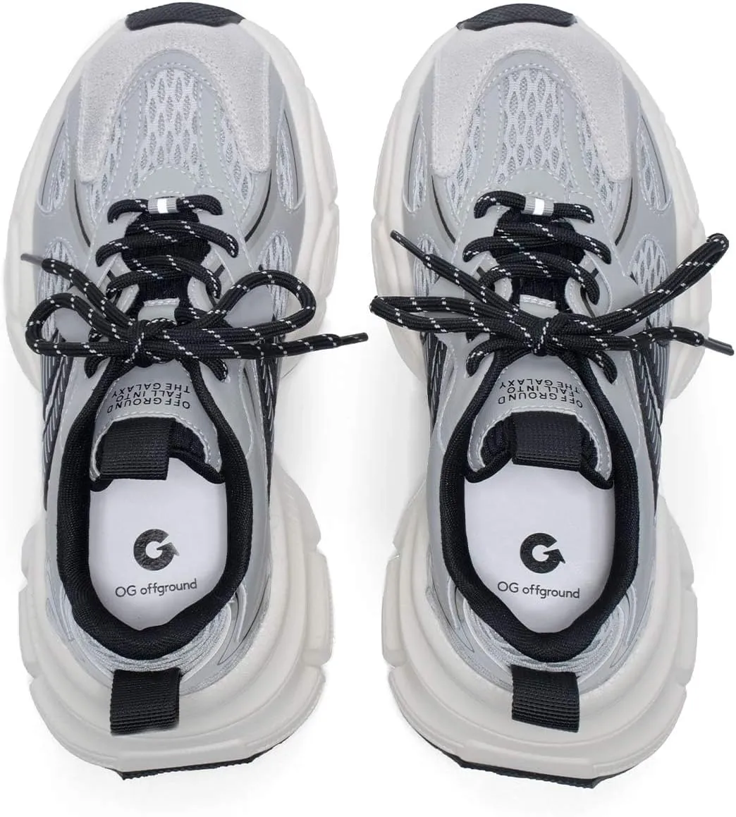 Womens Chunky Sneakers, Fashion Comfortable Round-Toe Sneakers for Women, Leather Lace Up Casual Platform Shoes, Comfortable Tennis Runnig Shoes