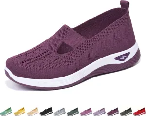 Women's Comfortable Breathable Knitted Sneakers, Knitted Breathable Sneakers, Slip-On Sneakers for Women, Casual Mesh Shoes, Orthopedic Walking Shoes