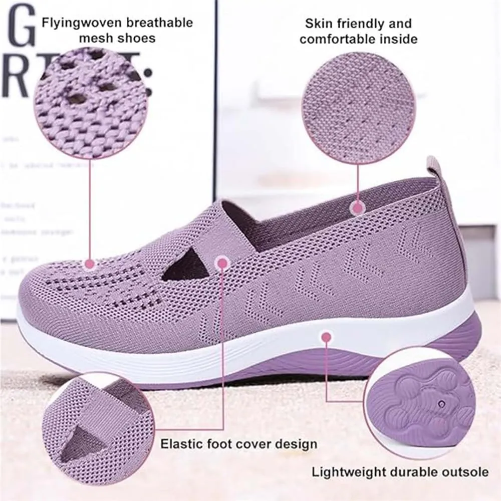 Women's Comfortable Breathable Knitted Sneakers, Knitted Breathable Sneakers, Slip-On Sneakers for Women, Casual Mesh Shoes, Orthopedic Walking Shoes