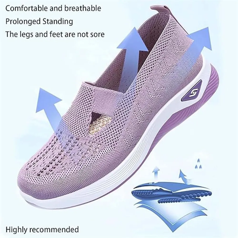 Women's Comfortable Breathable Knitted Sneakers, Knitted Breathable Sneakers, Slip-On Sneakers for Women, Casual Mesh Shoes, Orthopedic Walking Shoes