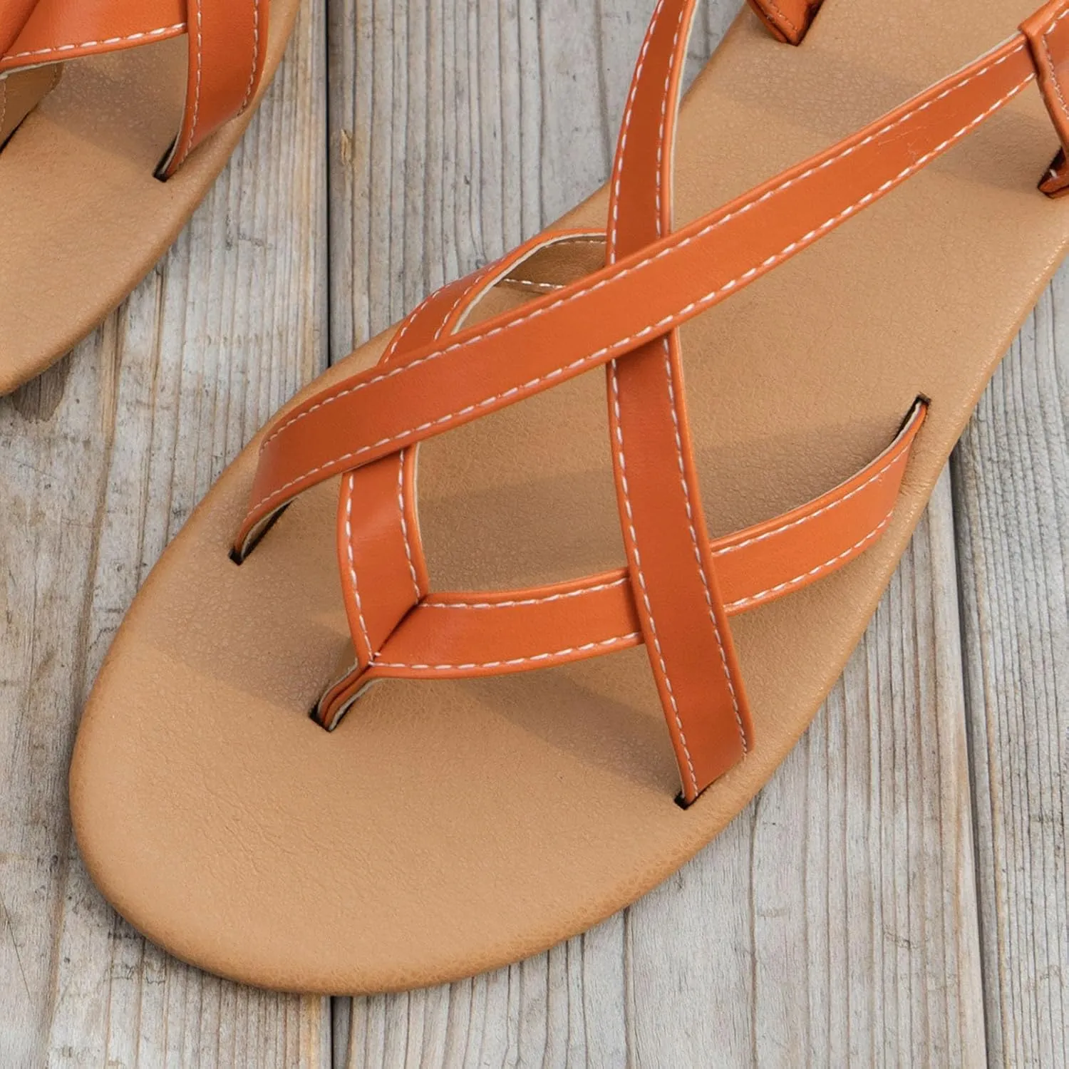 Women's Elastic Flat Sandals Ankle Strap Comfortable Dressy Summer Cute Strappy Open Toe Walking Beach Sandals For Woman 2025 Casual Bohe Womens Comfort CrissCross Slide Wedding Shoes for Daily Wear