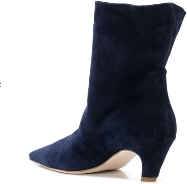 Women's Fashion Low Heel Ankle Boots Square Toe Slip On Kitten Heel Bootie Crocodile Animal Print Faux Suede Matte Leather 2 Inches Heel Party Boots