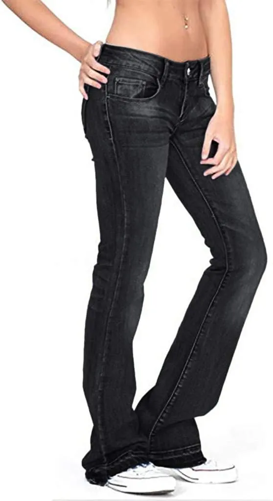 Women's Flare Jeans High Waisted Wide Leg Bell Bottom Denim Pants Butt Lift Retro Bootcut Stretch Trouser with Pockets