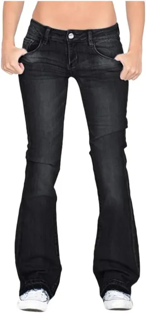 Women's Flare Jeans High Waisted Wide Leg Bell Bottom Denim Pants Butt Lift Retro Bootcut Stretch Trouser with Pockets