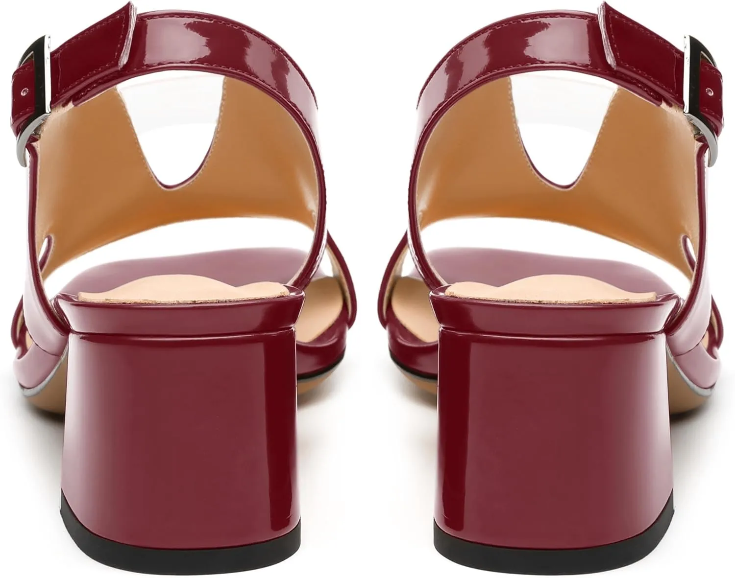 Womens Heeled Sandals, Square Peep Toe Mid Block Heel Slingback Sandals for Women, Leather Insole Chunky Heel Sandals with Buckle 2"