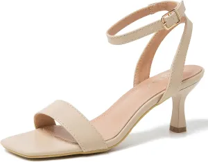 Women's Kitten Heels Sandals Ankle Strap Square Open Toe Summer Party Dress Wedding Dance Shoes