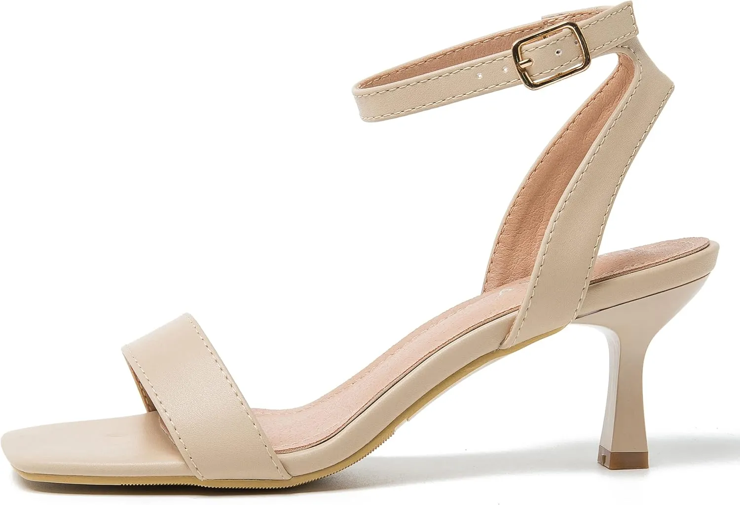 Women's Kitten Heels Sandals Ankle Strap Square Open Toe Summer Party Dress Wedding Dance Shoes