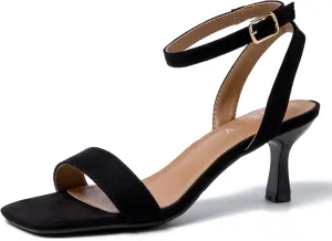 Women's Kitten Heels Sandals Ankle Strap Square Open Toe Summer Party Dress Wedding Dance Shoes