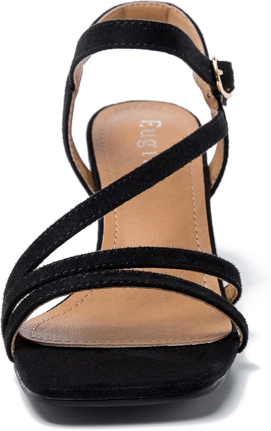 Women's Kitten Heels Strappy Square Open Toe Sandals Ankle Straps Slingback Party Dress Wedding Dance Shoes
