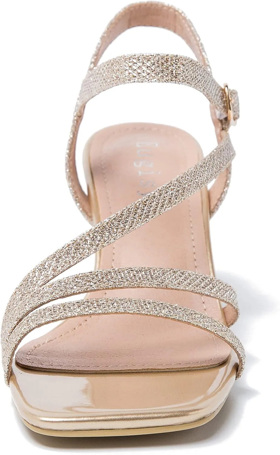 Women's Kitten Heels Strappy Square Open Toe Sandals Ankle Straps Slingback Party Dress Wedding Dance Shoes