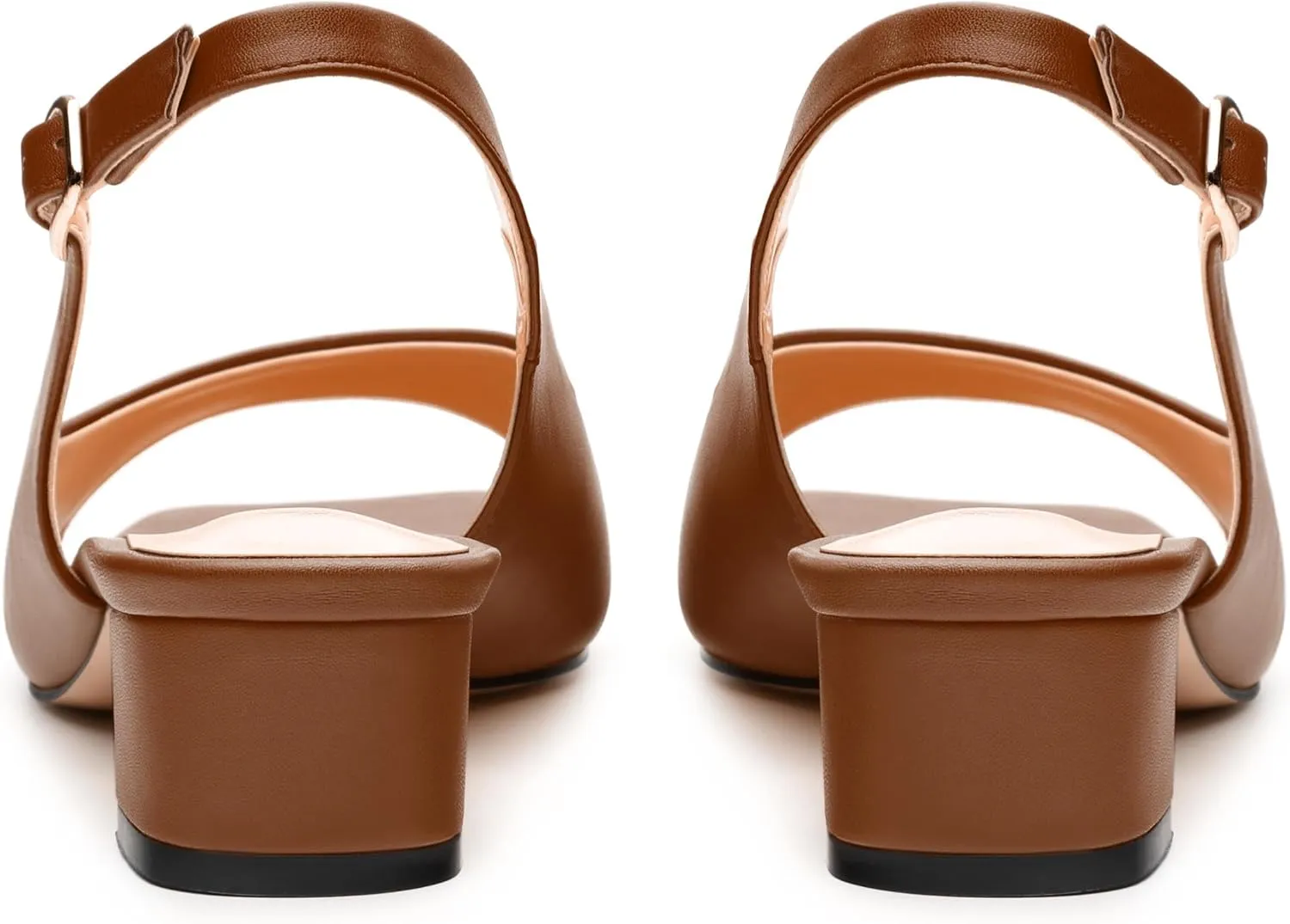 Womens Low Heel Slingbacks, Square Peep Toe Block Heel Sandals for Women, Comfort Heeled Casual Shoes