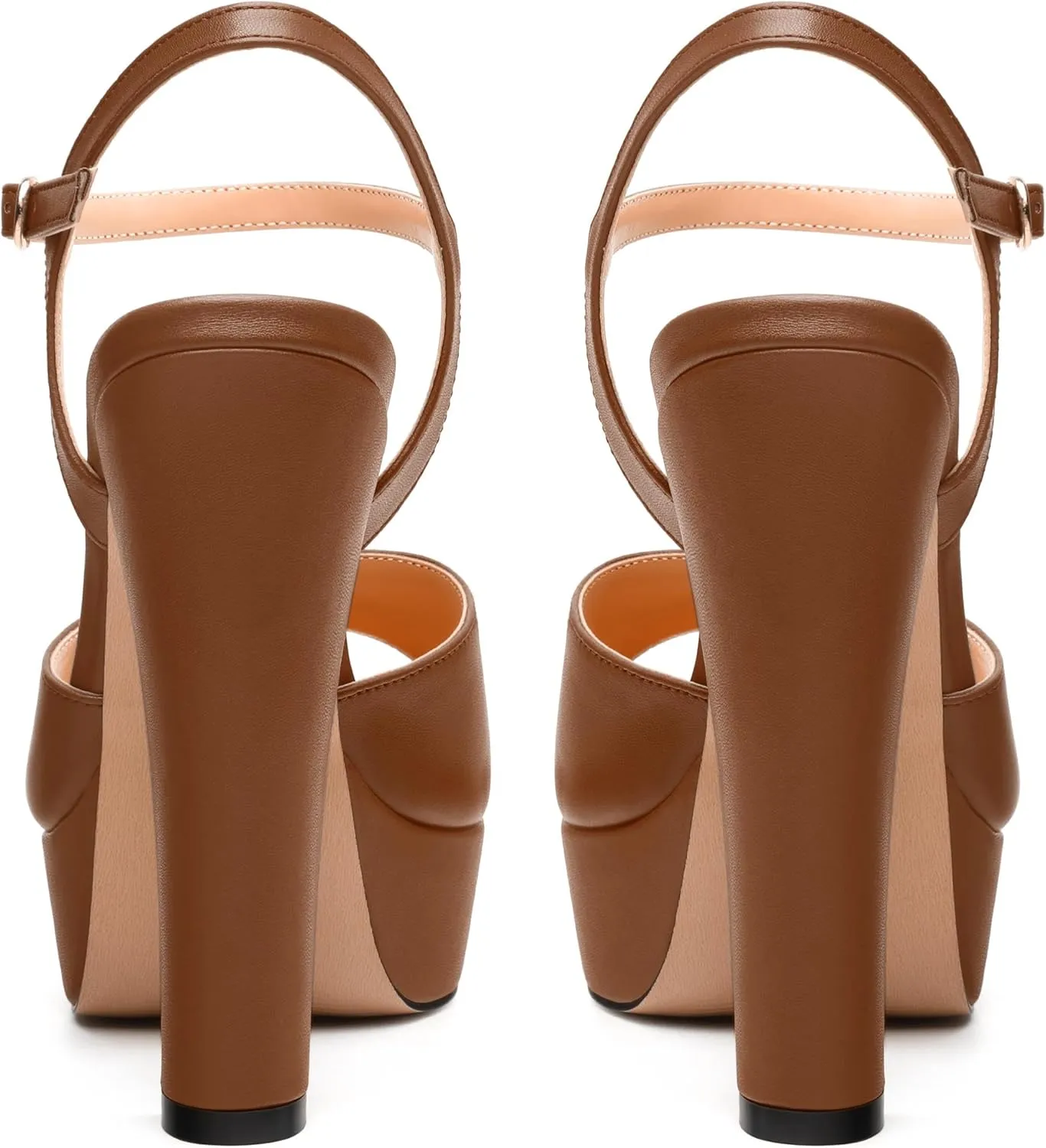 Womens Platform Sandals Open Toe Buckle Ankle Strap Fashion Solid Matte Heeled Sandals 5 inch