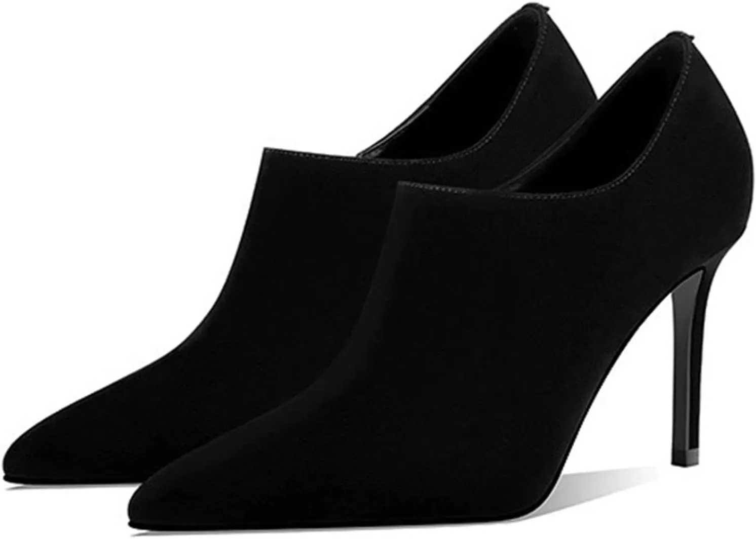 Womens Pointed Toe Stiletto Dress Boots Sexy Leather Cat Heel Ankle Boots