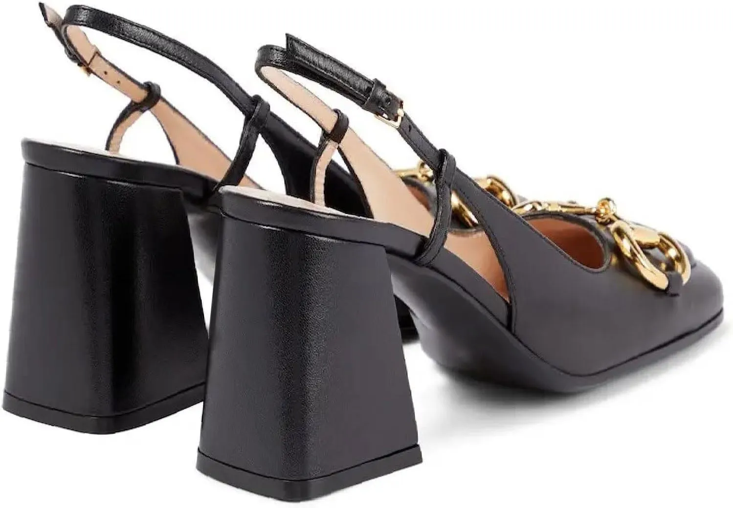 Women's Retro SquareToe Slingback Pumps Fashion Buckle Closed Toe Dressy Slingback Block Heels Office Wedding Party High Heel Shoes for Women
