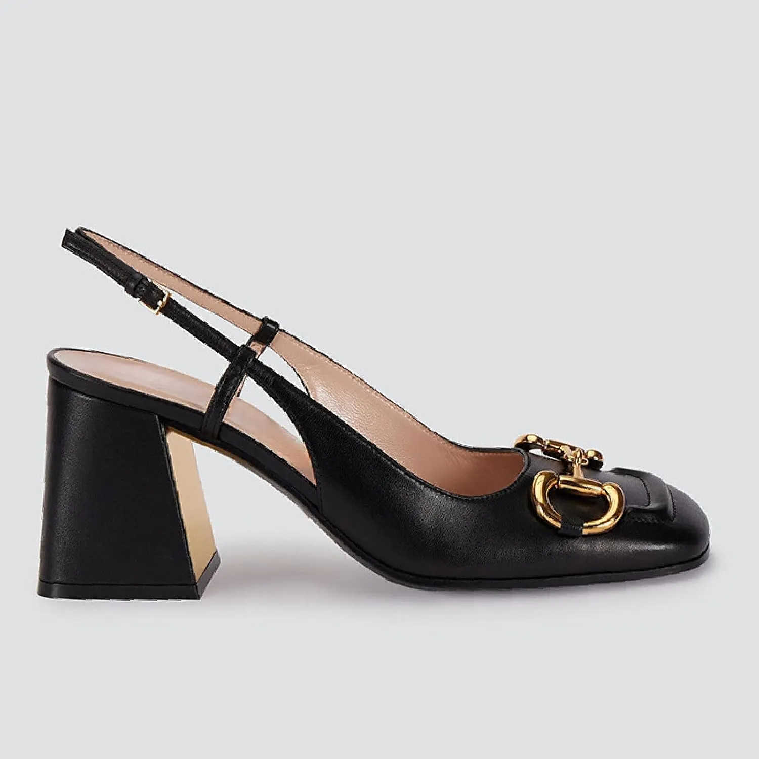 Women's Retro SquareToe Slingback Pumps Fashion Buckle Closed Toe Dressy Slingback Block Heels Office Wedding Party High Heel Shoes for Women
