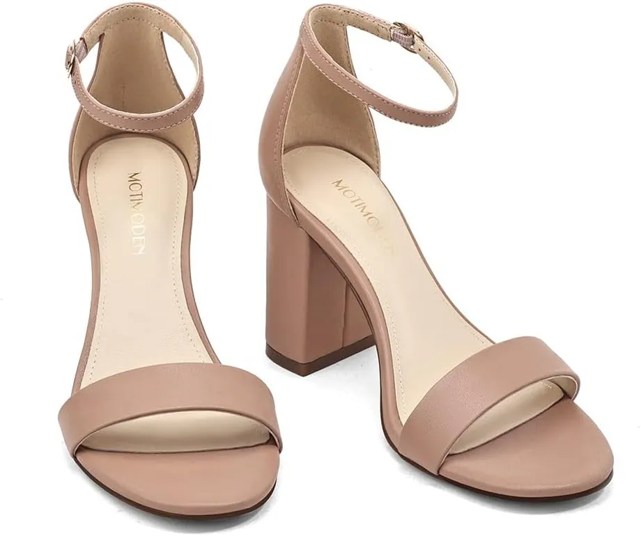 Women's Sandals Open Square Toe Sandals Ankle Strap High Kitten Heels Stilettos Square Open Toe Dressy Sexy Shoes for Women Chic Heeled Sandals