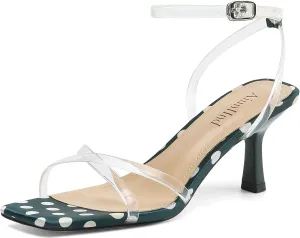 Women's Sandals Square Open Toe Kitten Heels Strappy Ankle Strap Sandals for Women Comfort Dress Party Shoes