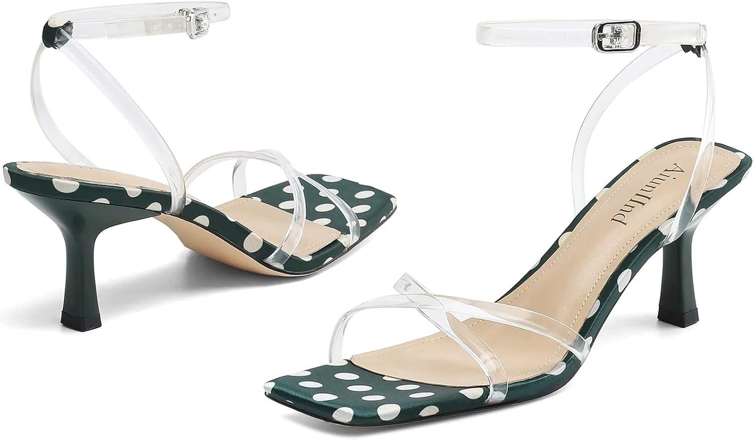 Women's Sandals Square Open Toe Kitten Heels Strappy Ankle Strap Sandals for Women Comfort Dress Party Shoes