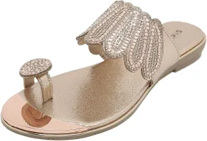 Women's Slide Flat Sandals Ladies Rhinestone Flip Flops Casual Fashion Crystal Sandal for Summer Beach Oceanside Holiday Outdoor
