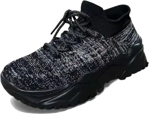 Women's Solid Color Fashion Four Season Lace Up Sneakers Solid Color Flying Woven Running Shoes Women's Water Shoes