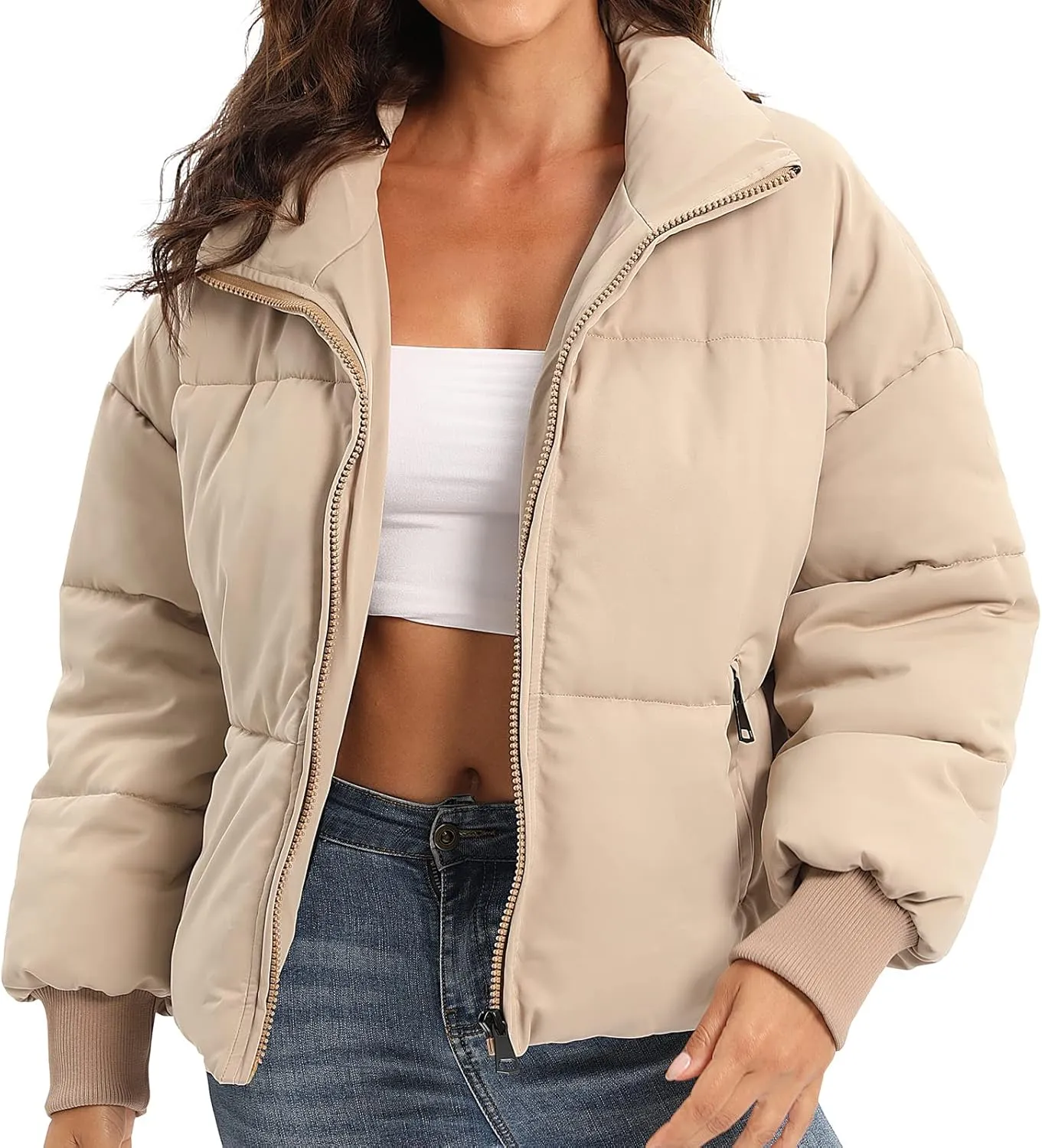 Women’s Winter Baggy Zip Puffer jackets Short Down Jacket Coat