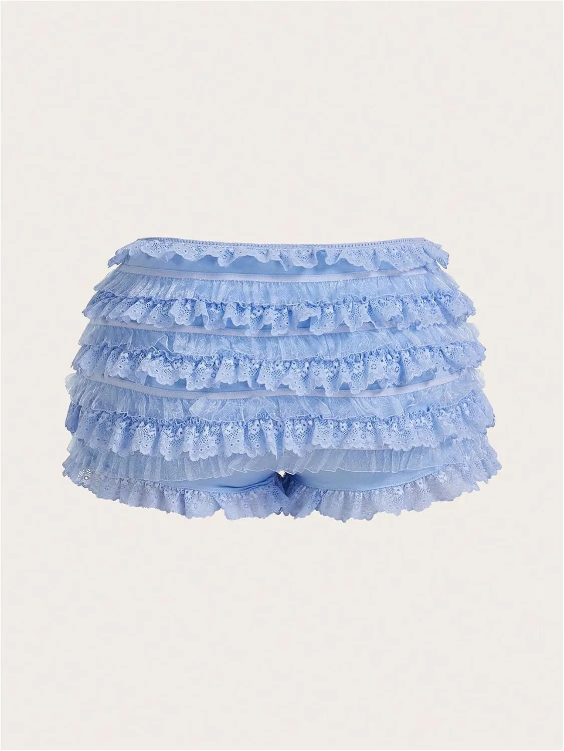 Women's Y2K Ruffle Lace Shorts Lolita Bloomers Layered Low Waisted Shorts Bow Front Pumpkin Short Pants
