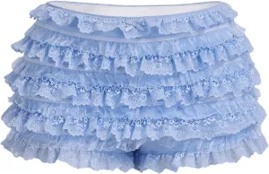 Women's Y2K Ruffle Lace Shorts Lolita Bloomers Layered Low Waisted Shorts Bow Front Pumpkin Short Pants