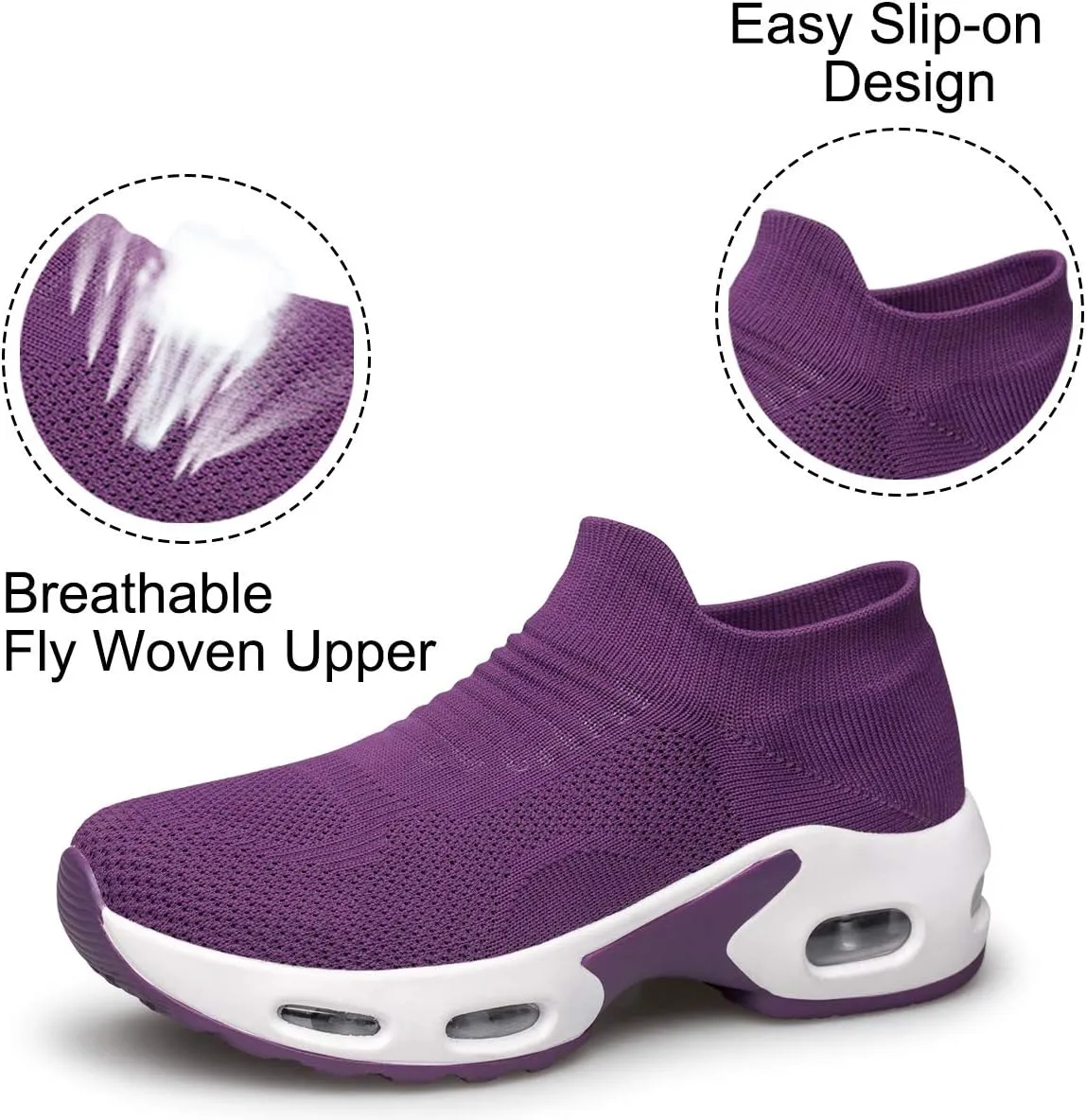 YHOON Women's Walking Shoes Slip-on - Sock Sneakers Ladies Nursing Work Air Cushion Mesh Casual Running Jogging Shoes