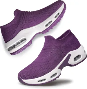 YHOON Women's Walking Shoes Slip-on - Sock Sneakers Ladies Nursing Work Air Cushion Mesh Casual Running Jogging Shoes